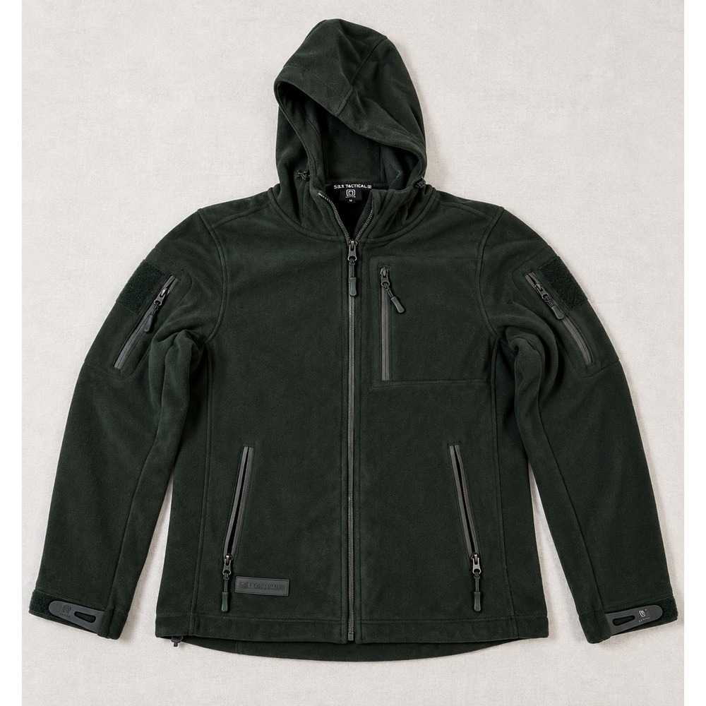 Baerskin Tactical Supply Co Mens Fleece Jacket Green Hooded Full Zip Medium